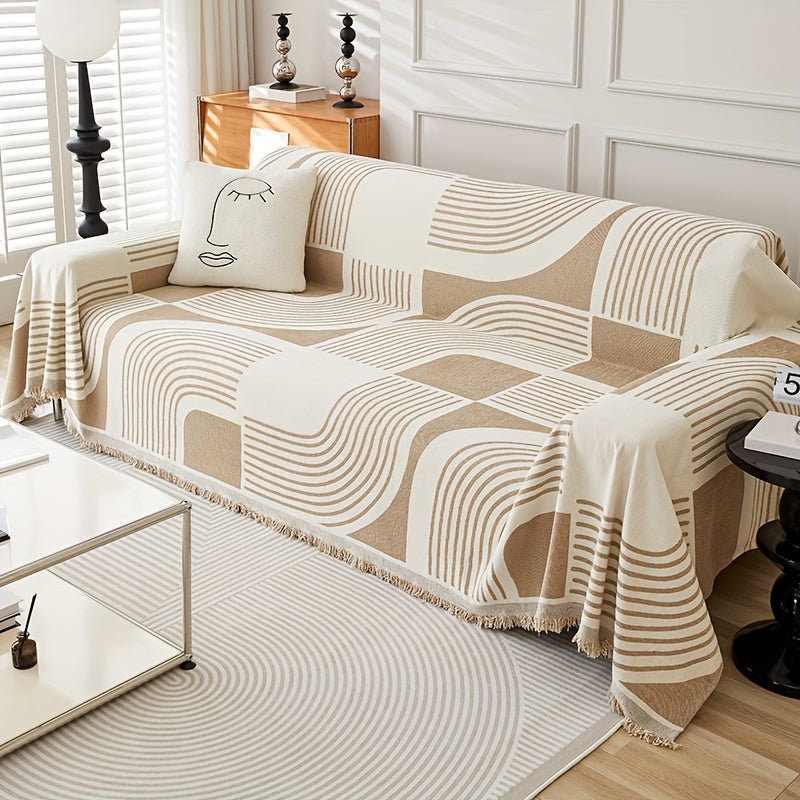 Fringe-accented boho couch cover