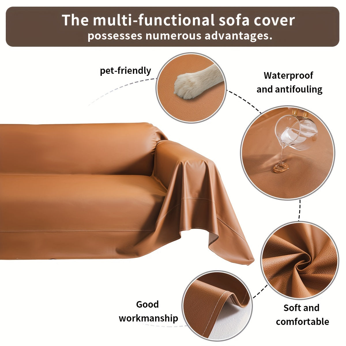 Pet-friendly faux leather couch protector