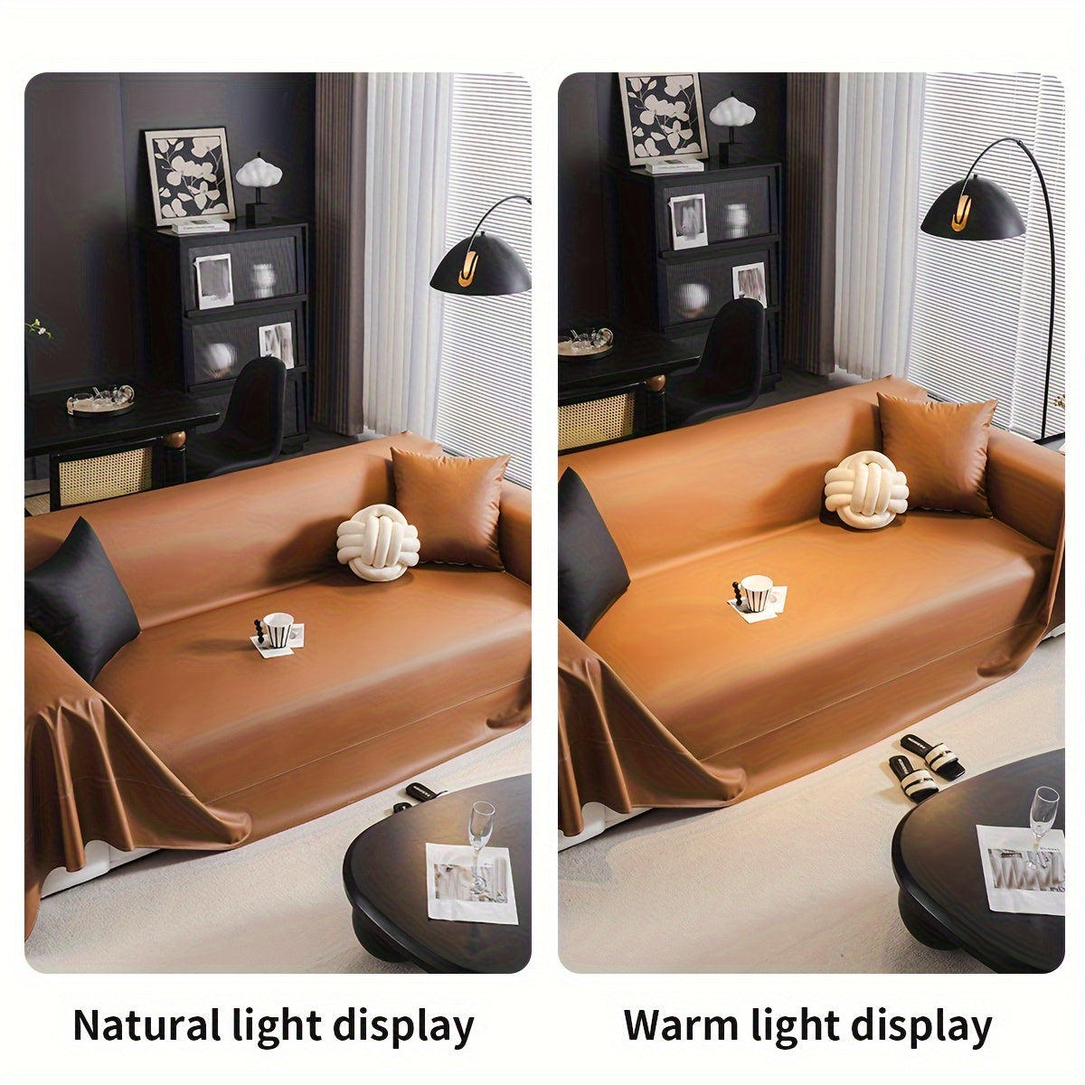 Premium sofa protector with faux leather texture