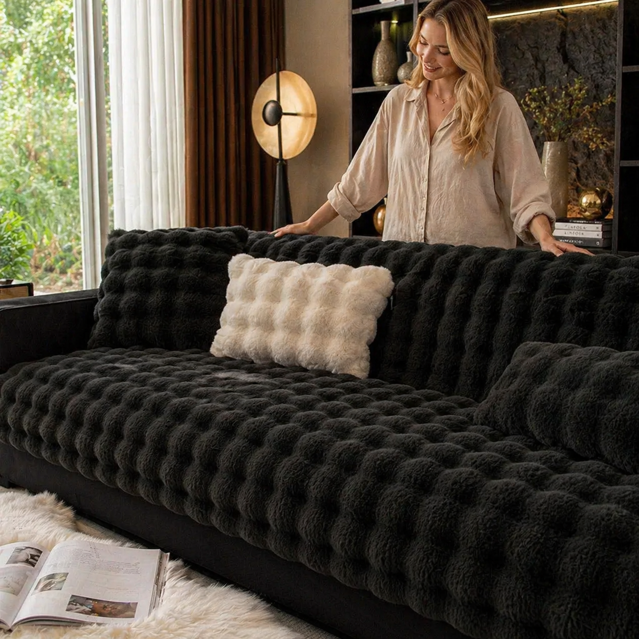 Sofa Decor Aurelia Faux Fur Cushion Cover sofa cushion cover in the UK - colour and texture view 7