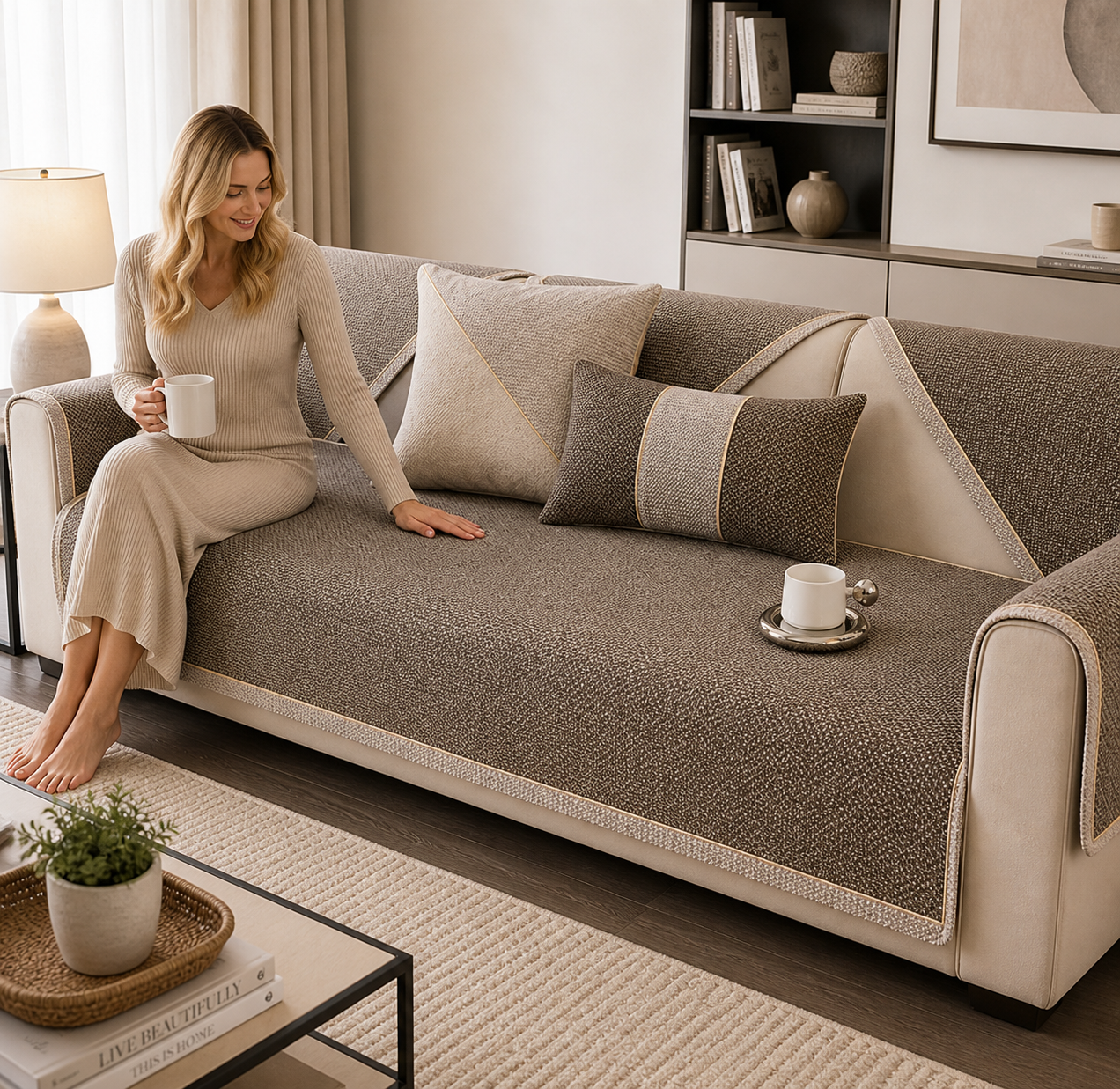 Sofa Decor Haven Linen Look Sofa Cushion Cover sofa seat cover in the UK - featured product image - 90x70cm size