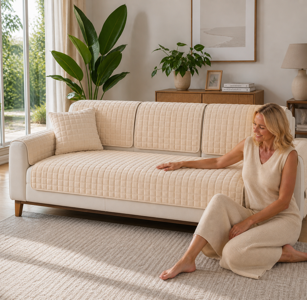 Sofa Decor Raine Plush Flannel Cushion Cover featured product image for soft plush sofa cushion cover in the UK - Beige White / 90x180cm 1pcs