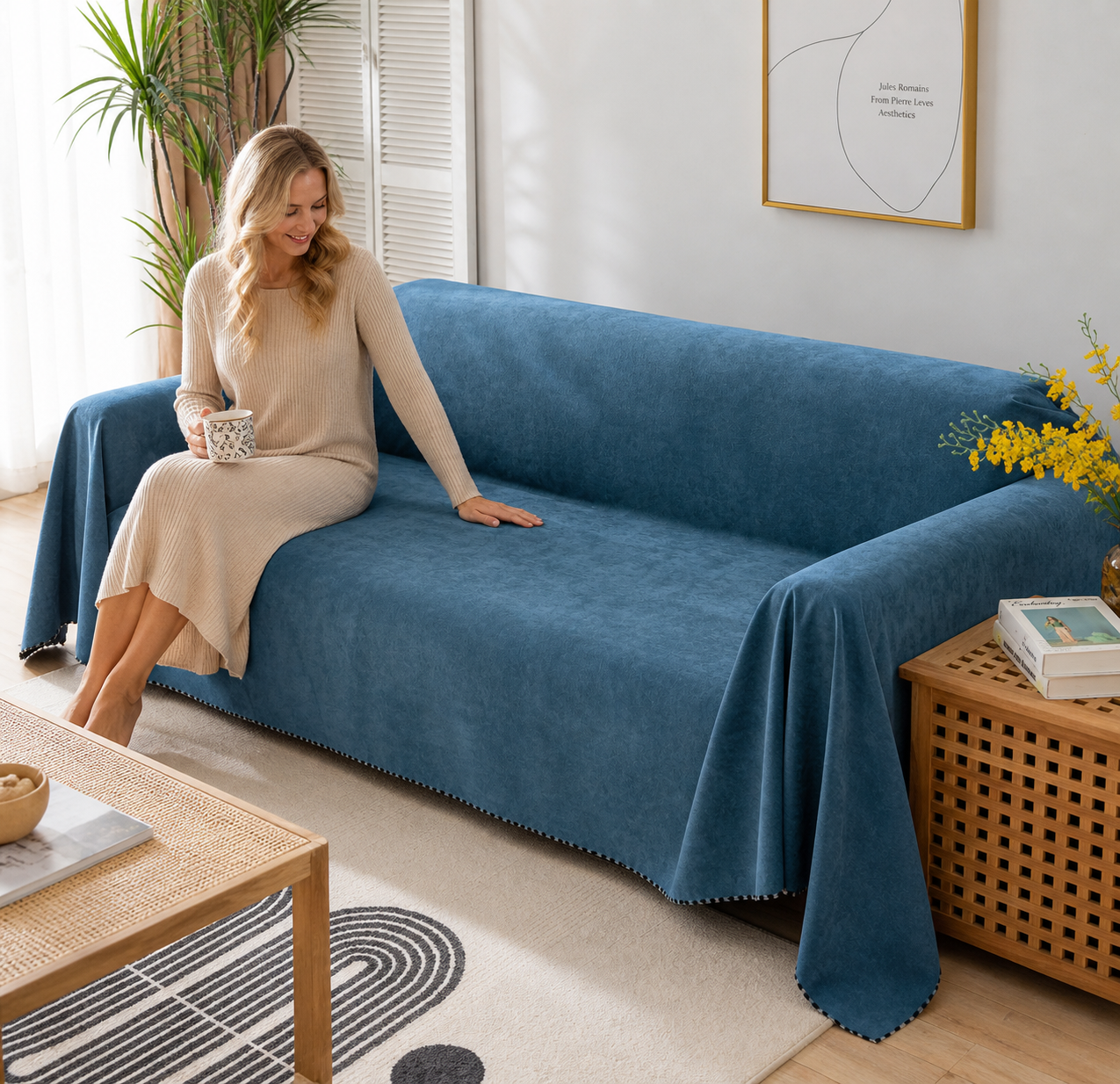 Sofa Decor Slate Water Resistant Sofa Blanket Cover lifestyle product image for water resistant sofa throw cover in the UK