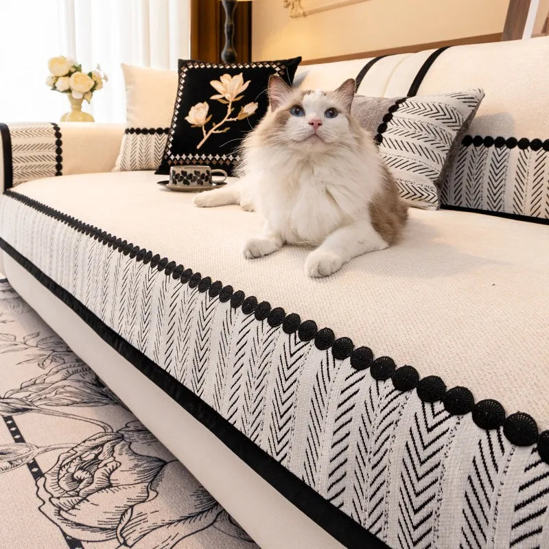 Sofa Decor Marlow Chenille Sofa Seat Cover chenille sofa seat cover in the UK - lifestyle fit detail 4 - 70x180cm size