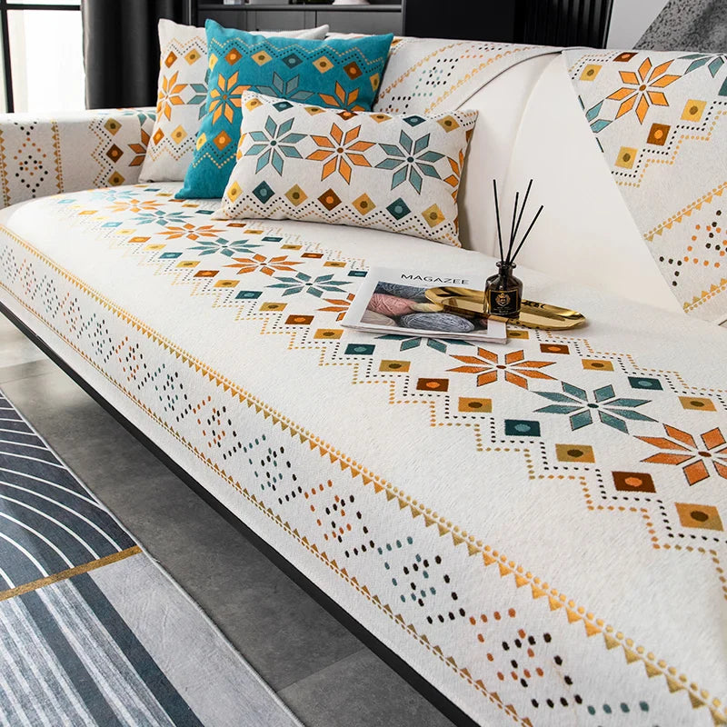 Sofa Decor Nordic Chenille Sofa Cover lifestyle product image for chenille sofa cover in the UK - N6 / 45x45 pillowcase 1pc