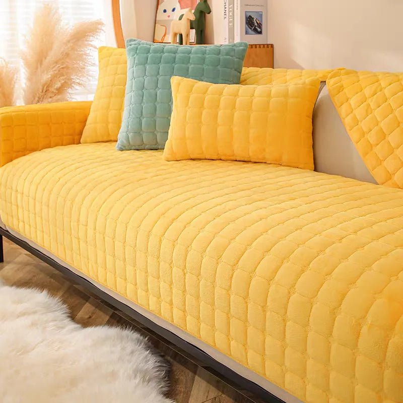 Sofa Decor Raine Plush Flannel Cushion Cover lifestyle product image for soft plush sofa cushion cover in the UK - Grey Green / 90x180cm 1pcs