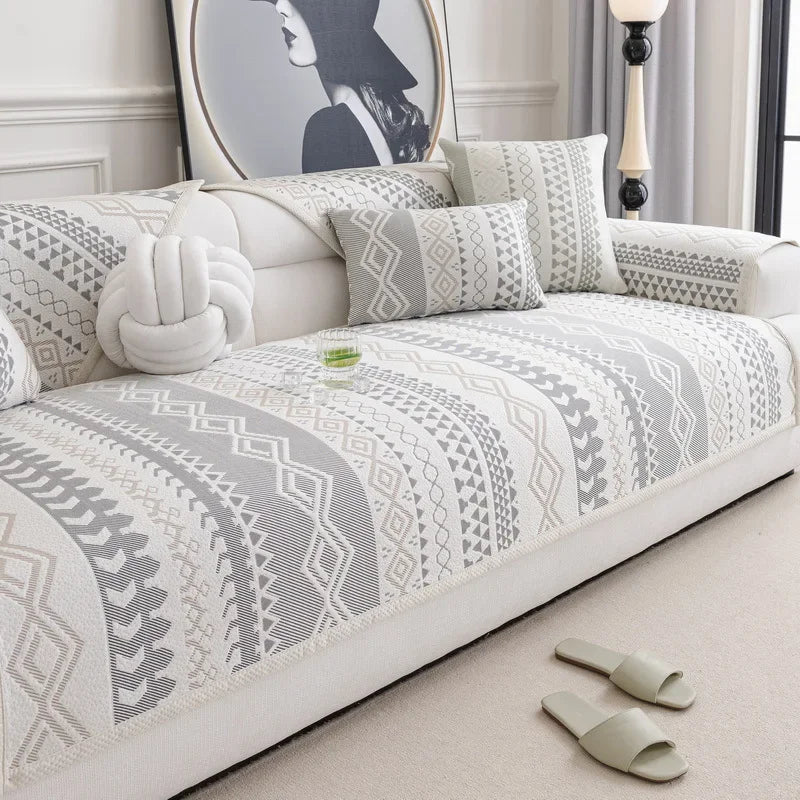 Sofa Decor Mira Ice Silk Couch Cover lifestyle product image for boho couch cover in the UK - A1 / M 110x110cm 1pc