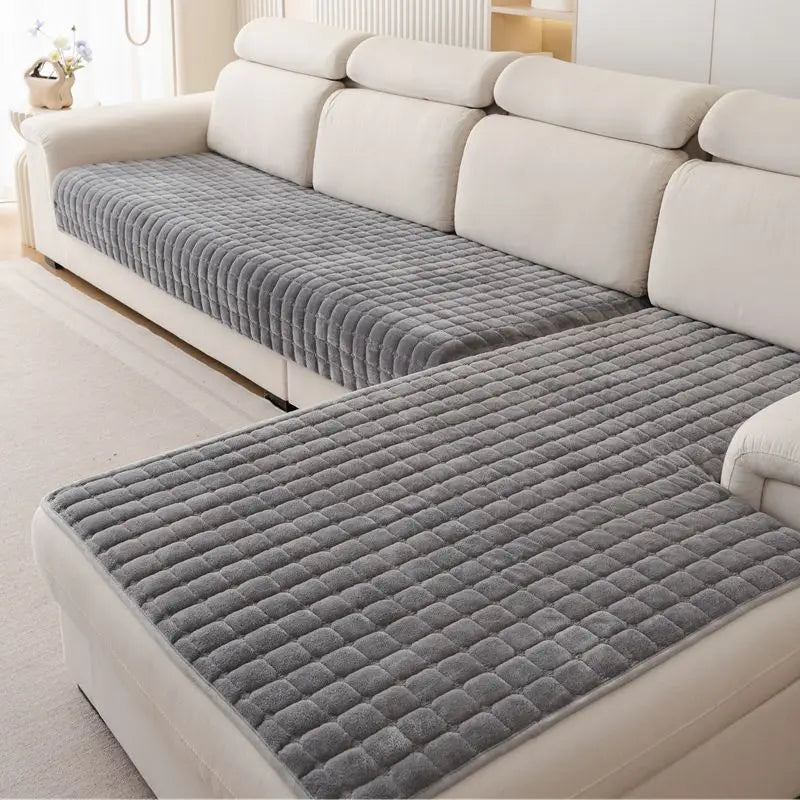 Sofa Decor Velluto Velvet Sofa Cushion Cover lifestyle product image for soft plush sofa cushion cover in the UK - Red / 90x240cm 1pcs