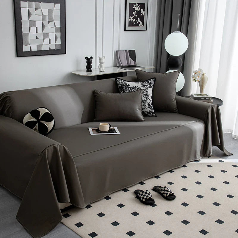 Sofa Decor Nero Water Resistant Leather Sofa Cover lifestyle product image for water resistant sofa cover in the UK - Black / 180x420cm