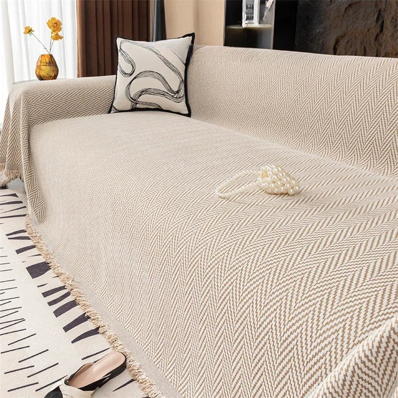 Sofa Decor Bergen Chenille Sofa Throw Cover lifestyle product image for chenille sofa throw cover in the UK - A1 Light grey color / 180x230cm 2XL