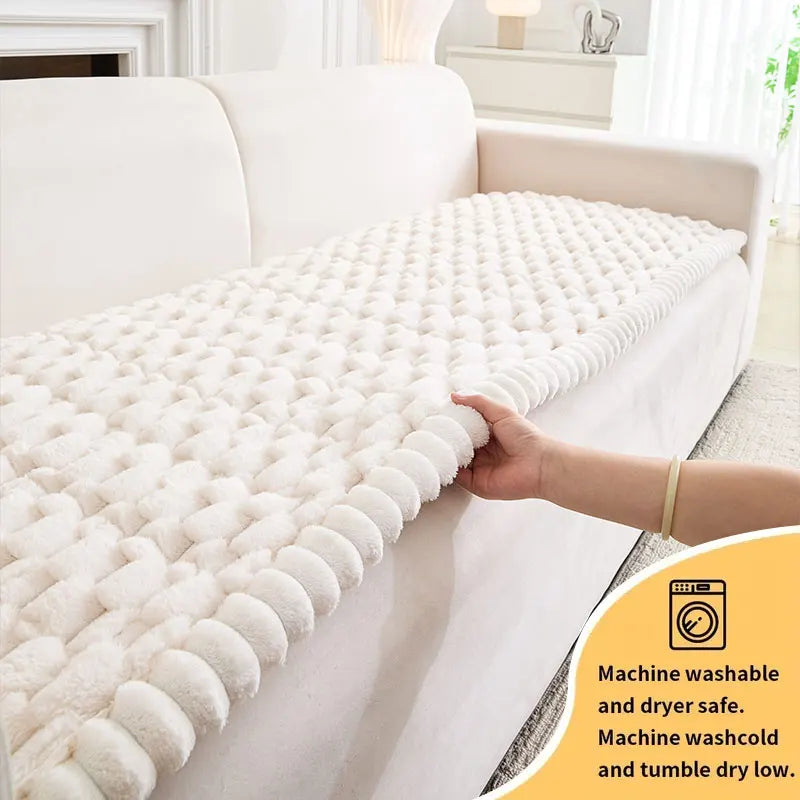 Sofa Decor Luna Fluffy Sofa Seat Cushion lifestyle product image for sofa cushion cover in the UK - White / 70*150cm