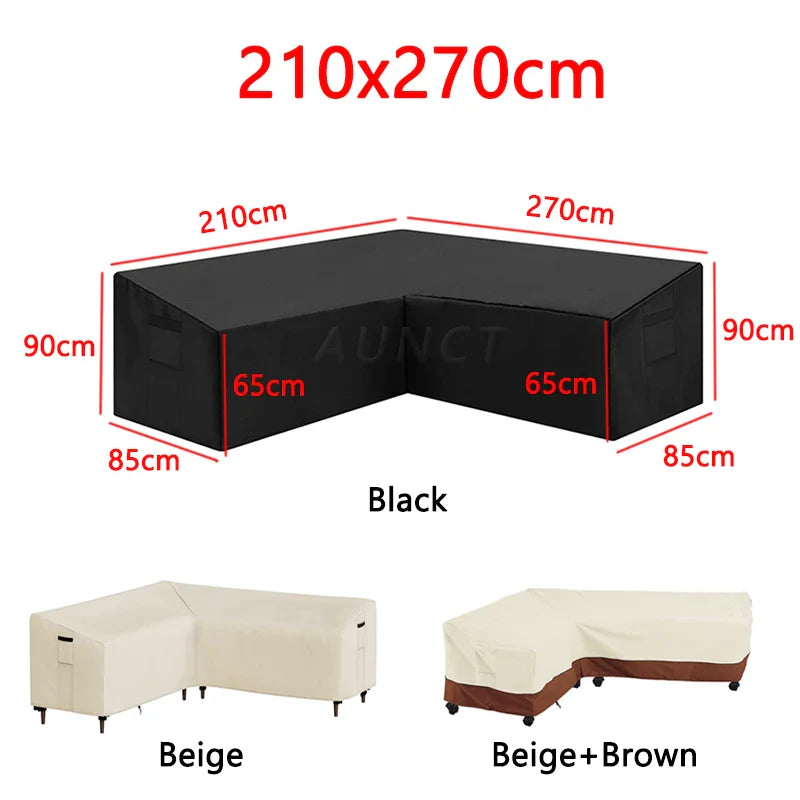 Sofa Decor Portsea L Shape Outdoor Sofa Cover lifestyle product image for water resistant outdoor sofa cover in the UK - 215x215cm / Beige-Brown