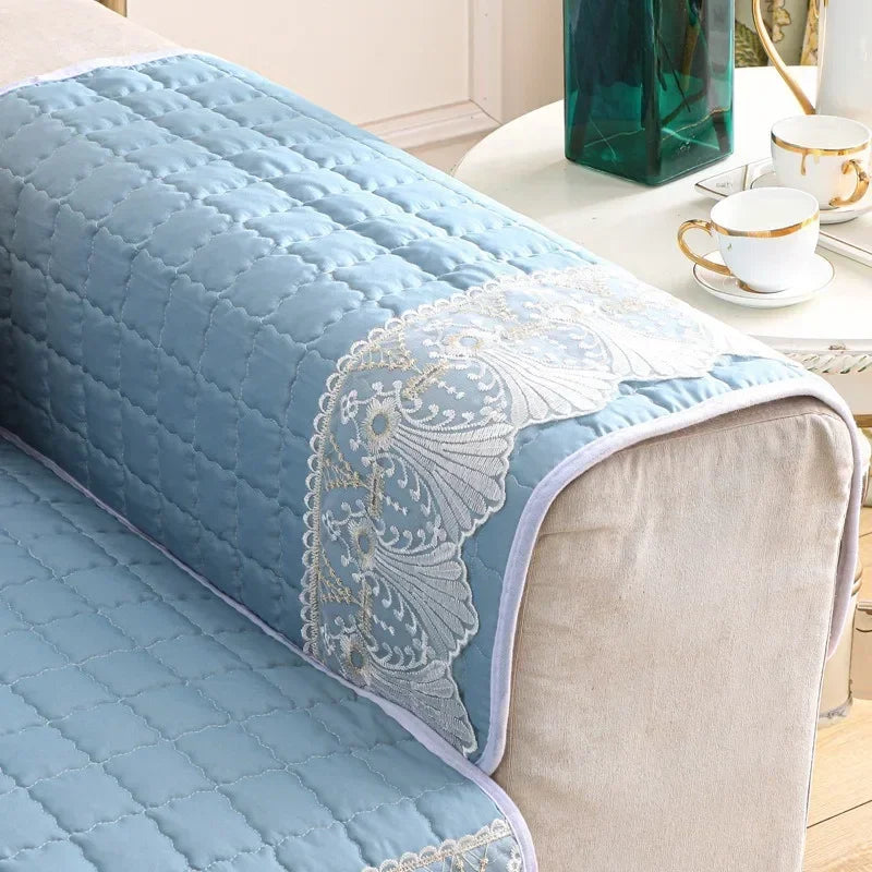 Sofa Decor Willow Brushed Sofa Seat Cover lifestyle product image for sofa cushion cover in the UK - dark greeb / 70x180cm 1pc