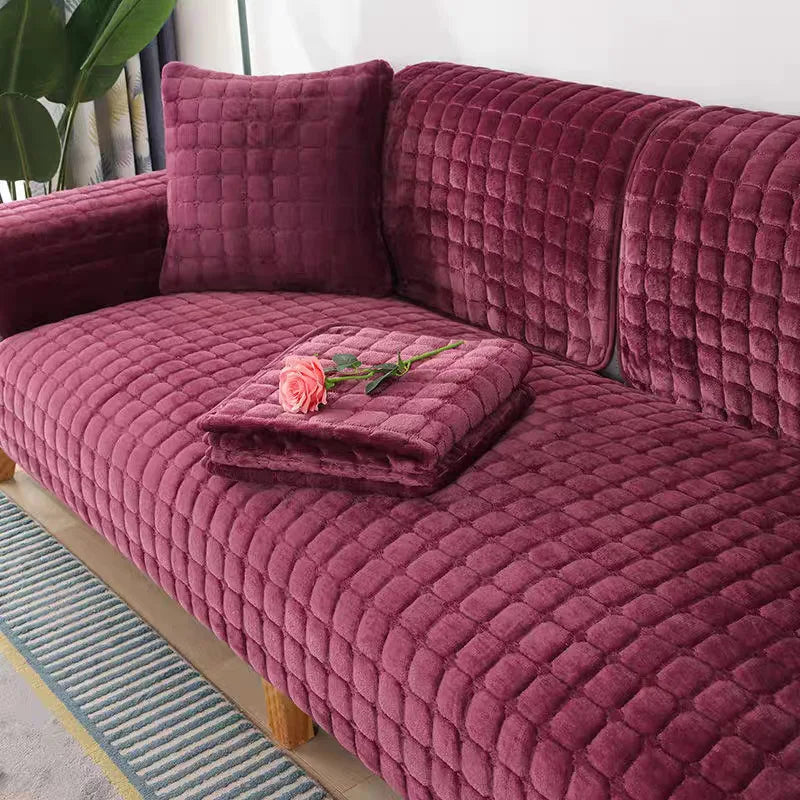 Sofa Decor Raine Plush Flannel Cushion Cover lifestyle product image for soft plush sofa cushion cover in the UK
