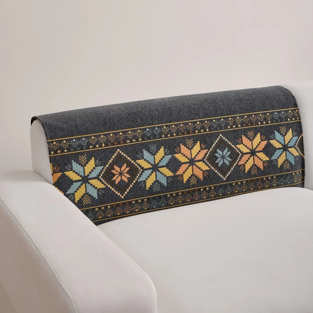 Sofa Decor Sorrento Jacquard Chenille Sofa Cover lifestyle product image for chenille sofa cover in the UK - Beige / 90x210cm