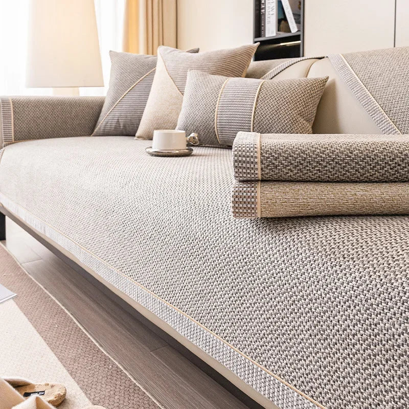 Sofa Decor Haven Linen Look Sofa Cushion Cover lifestyle product image for water resistant sofa cushion cover in the UK - G / 90x160cm