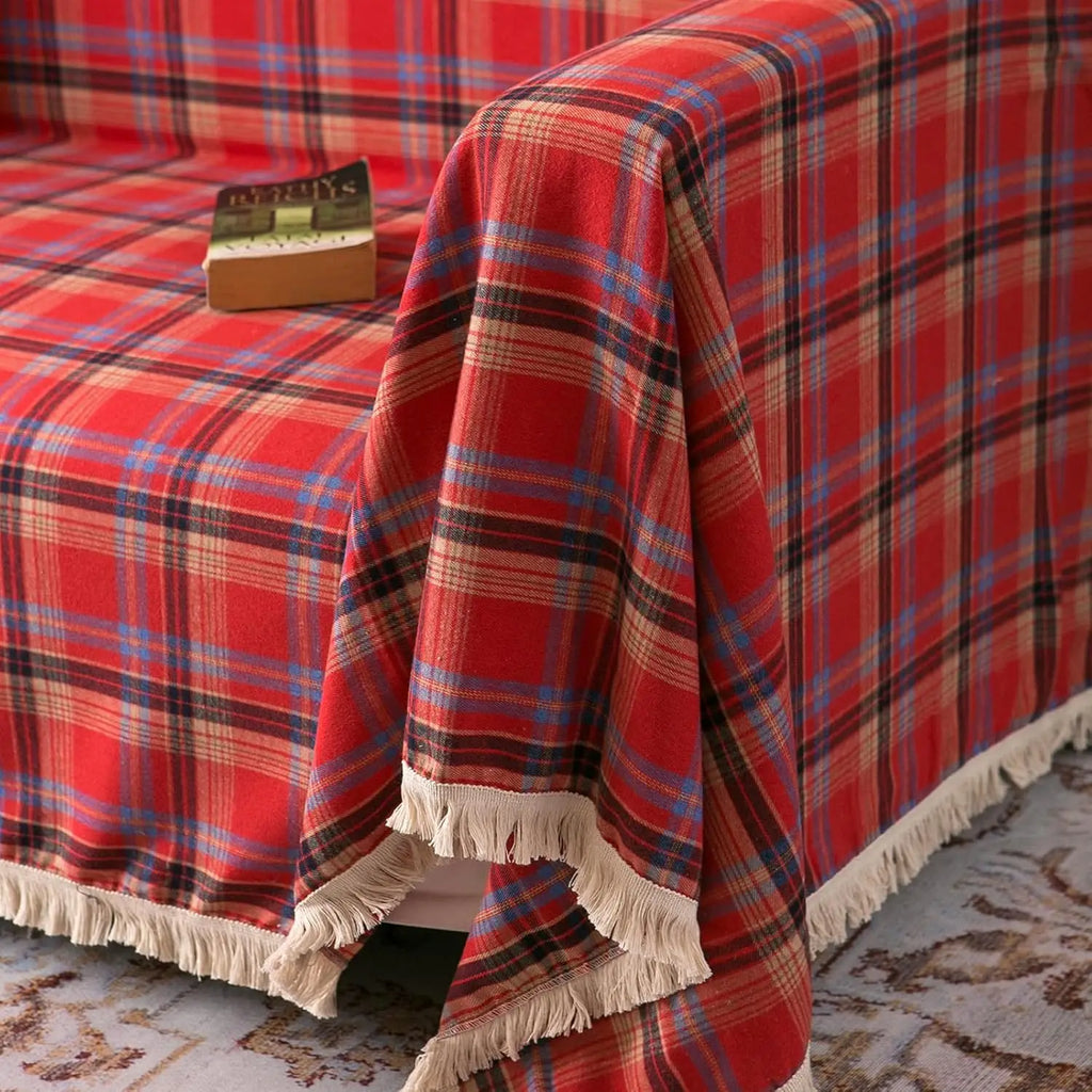 Sofa Decor Harper Plaid Sofa Cover lifestyle product image for stretch sofa cover in the UK - green plaid / 180x300cm