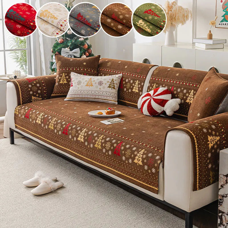 Sofa Decor Noel Festive Chenille Cushion Cover chenille sofa seat cover in the UK - colour and texture view 2