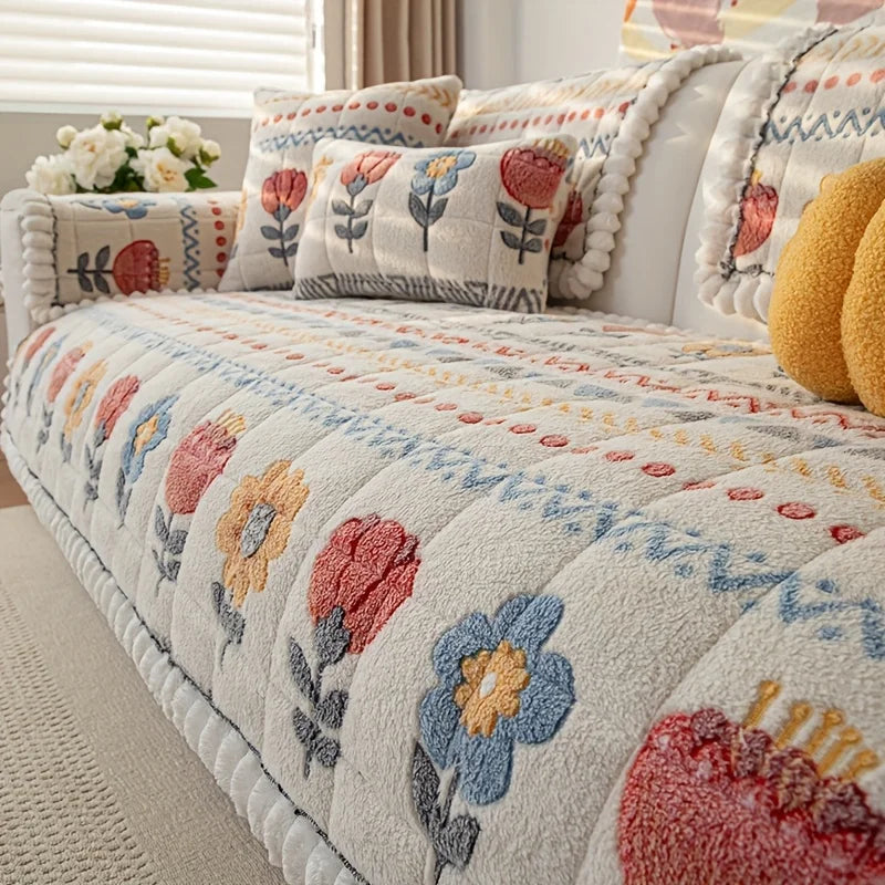 Sofa Decor Bellini Plush Velvet Sofa Pad stretch sofa cover in the UK - colour and texture view 3