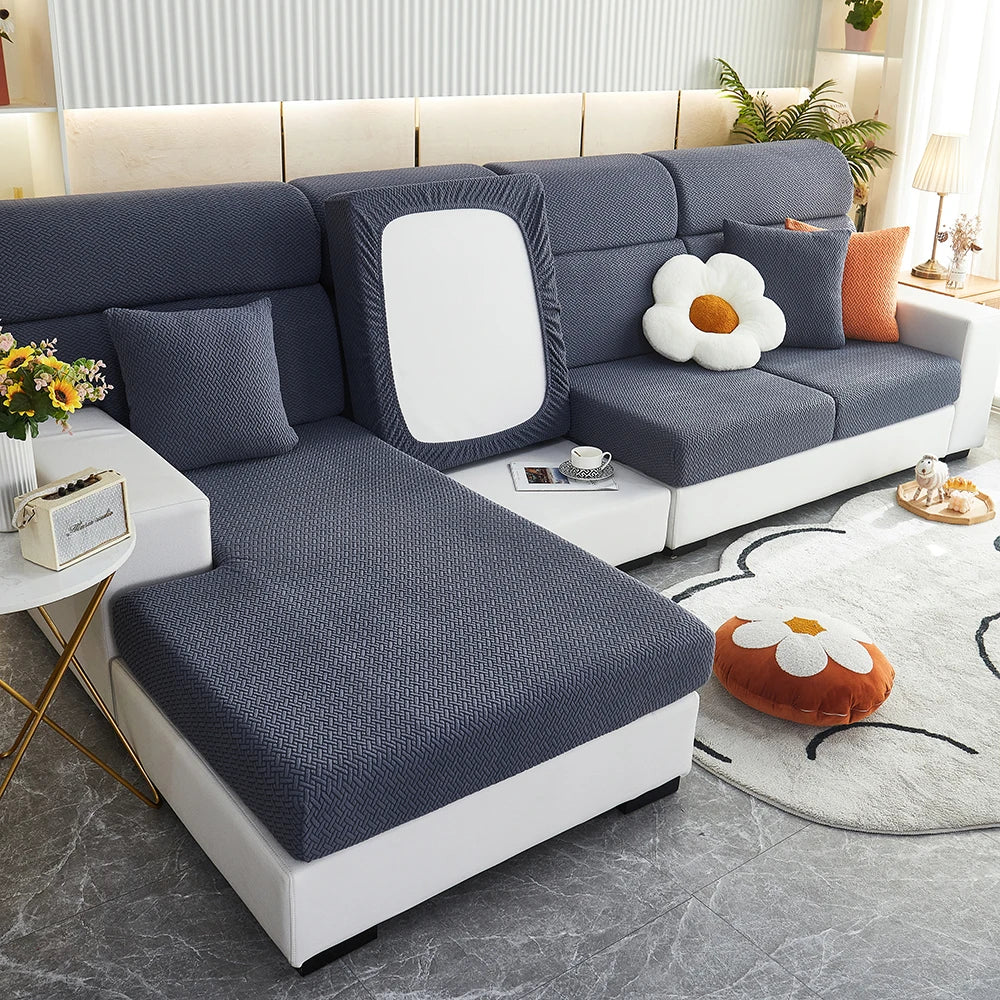 Sofa Decor Milan Twill Stretch Sofa Slipcover lifestyle product image for jacquard sofa slipcover in the UK - 14 colour, 1 size