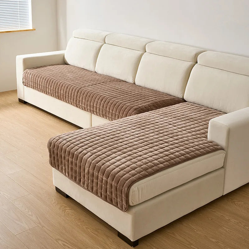 Sofa Decor Velluto Velvet Sofa Cushion Cover detail product image for soft plush sofa cushion cover in the UK - Dark Coffee / 45x45 pillowcase1