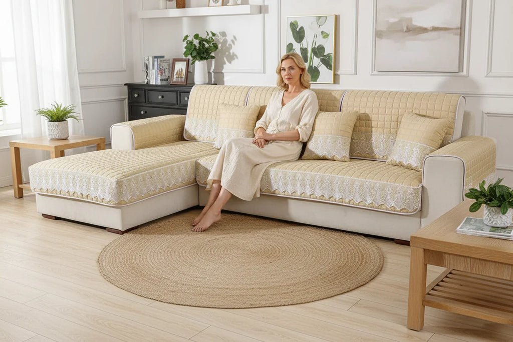 Sofa Decor Willow Brushed Sofa Seat Cover featured product image for sofa cushion cover in the UK - beige / 110x180cm 1pc