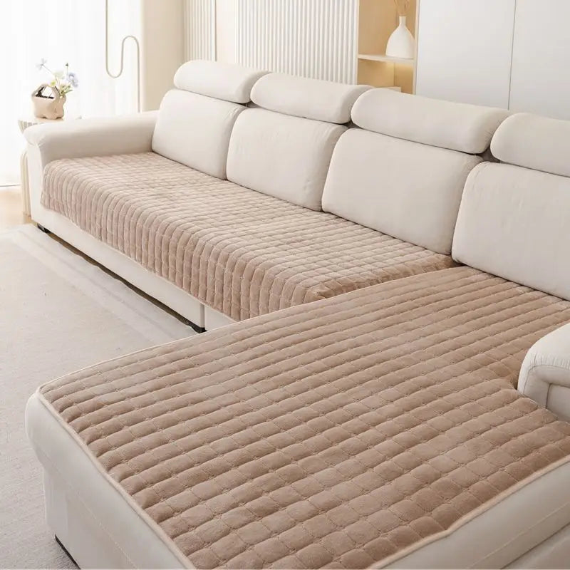 Sofa Decor Velluto Velvet Sofa Cushion Cover lifestyle product image for soft plush sofa cushion cover in the UK - Red / 70x210cm 1pcs