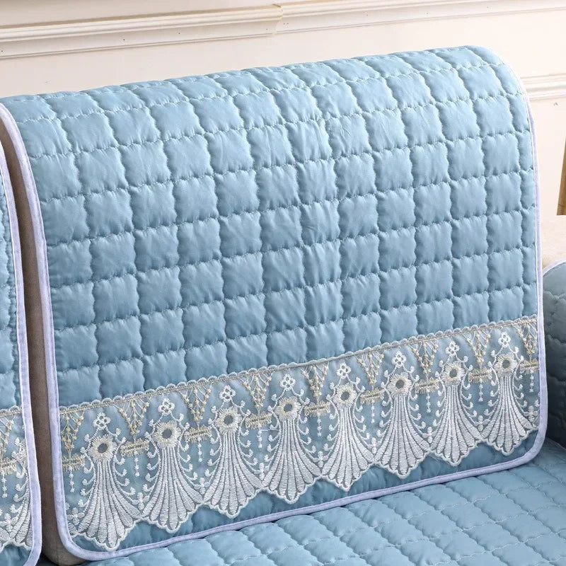 Sofa Decor Willow Brushed Sofa Seat Cover lifestyle product image for sofa cushion cover in the UK - dark greeb / 70x150cm 1pc