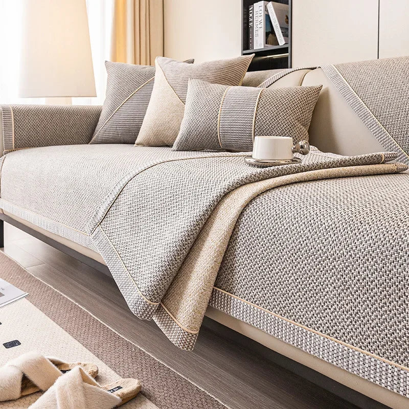 Sofa Decor Haven Linen Look Sofa Cushion Cover lifestyle product image for water resistant sofa cushion cover in the UK - G / 90x180cm
