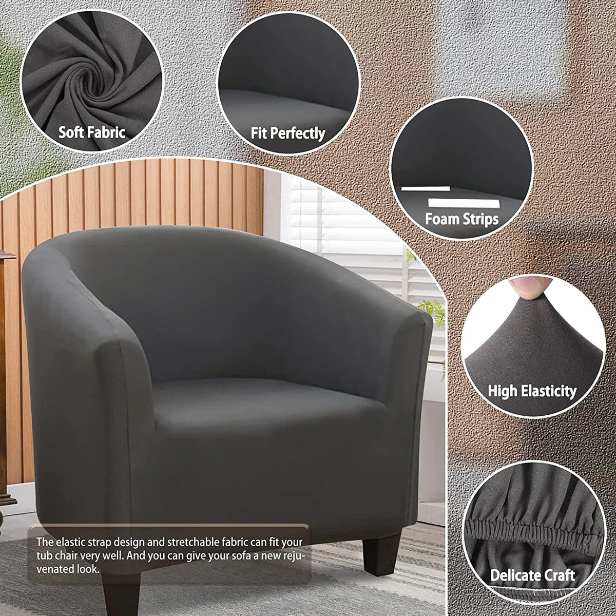 Sofa Decor Monaco Stretch Club Chair Slipcover lifestyle product image for stretch chair cover in the UK