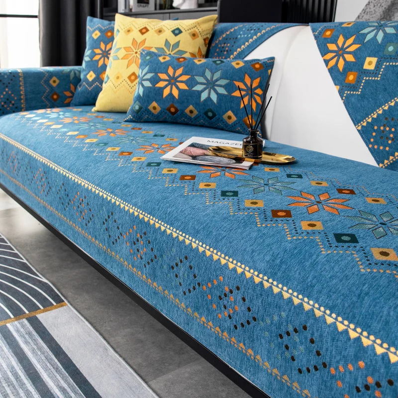 Sofa Decor Nordic Chenille Sofa Cover lifestyle product image for chenille sofa cover in the UK - N6 / 110x240cm 1pc