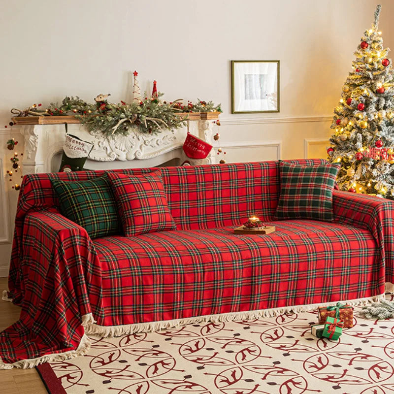 Sofa Decor Harper Plaid Sofa Cover lifestyle product image for stretch sofa cover in the UK - Coffee plaid / 180x230cm
