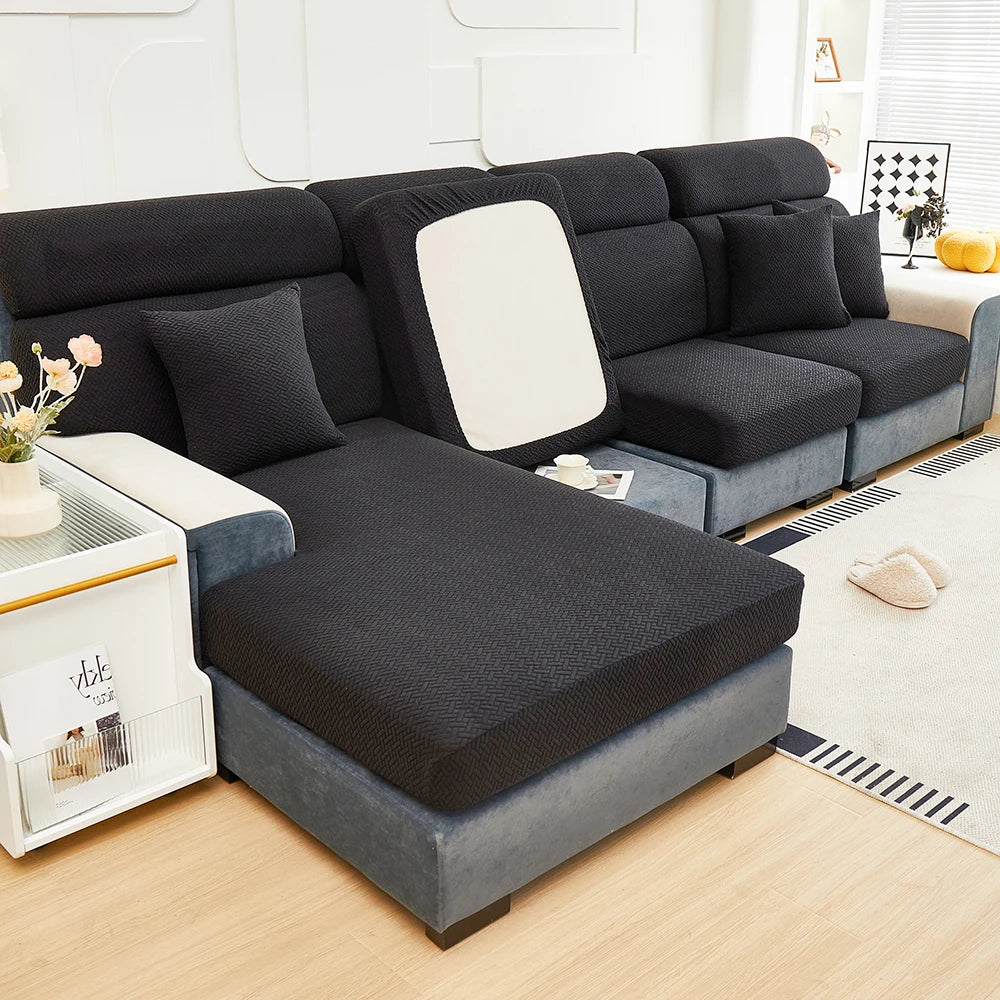 Sofa Decor Milan Twill Stretch Sofa Slipcover lifestyle product image for jacquard sofa slipcover in the UK - 14 colour, 1 size