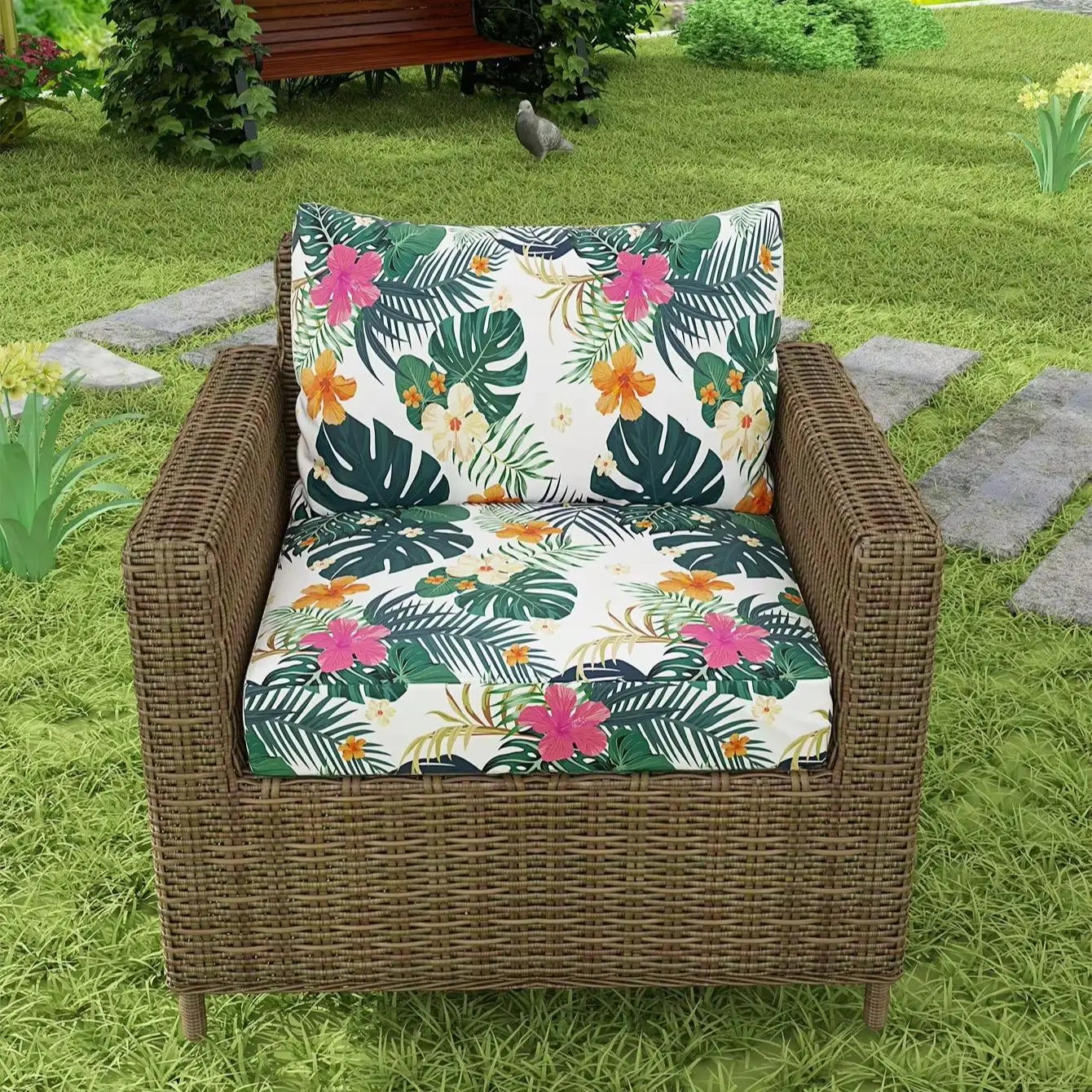 Sofa Decor Hibiscus Tropical Sofa Cushion Covers outdoor sofa cover in the UK - lifestyle fit detail 4