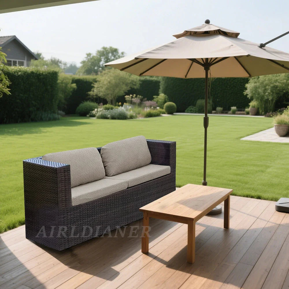Sofa Decor Terrigal Patio Sofa Seat Cover lifestyle product image for weather resistant sofa cushion cover in the UK - Sand / Normal Size (M)-1pc