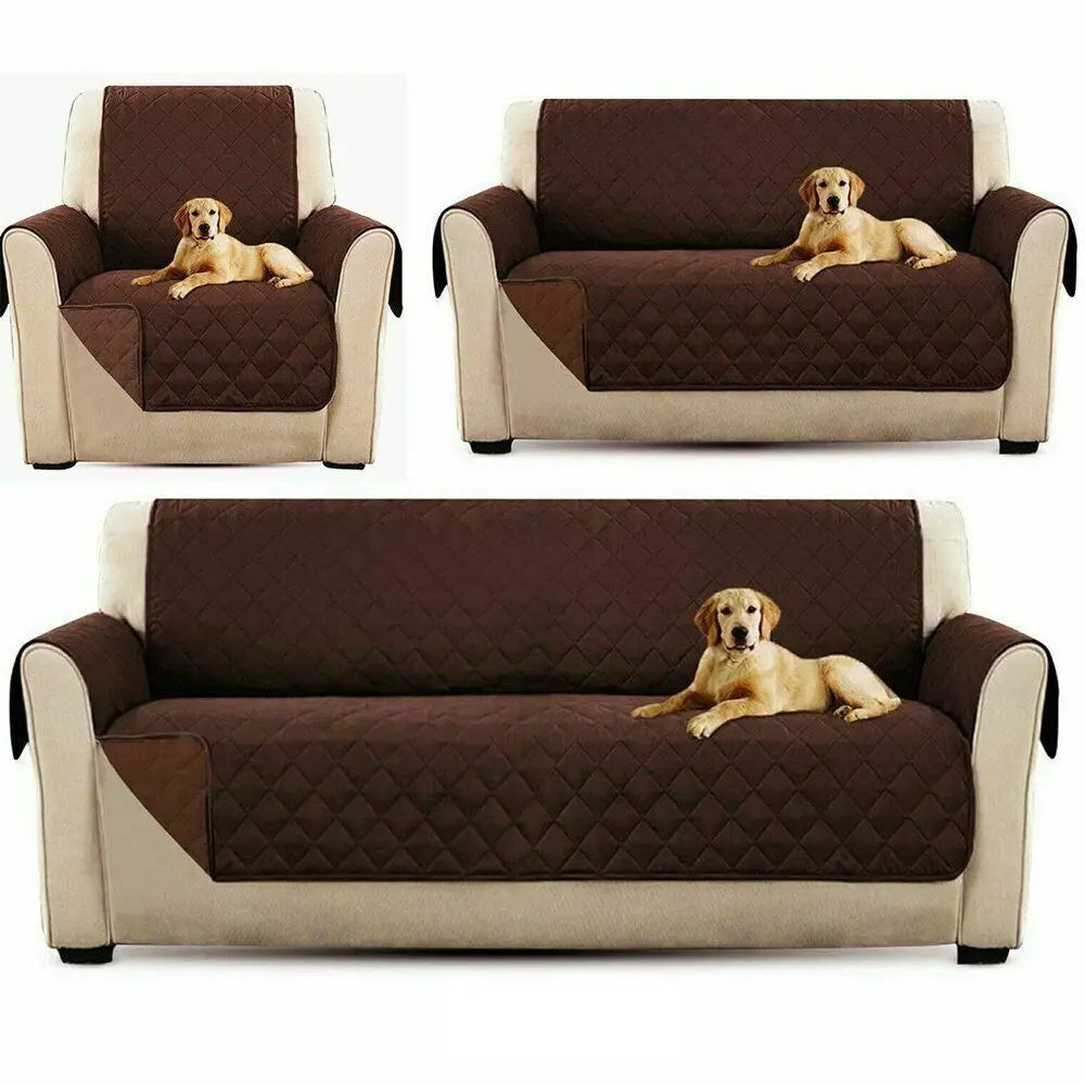 Sofa Decor Quinn Water Resistant Quilted Sofa Cover lifestyle product image for water resistant sofa cover in the UK - brown / 3seat