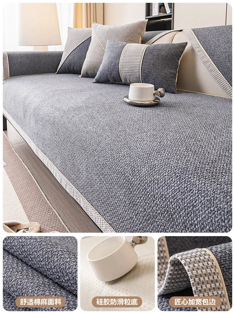 Sofa Decor Haven Linen Look Sofa Cushion Cover sofa seat cover in the UK - lifestyle fit detail 4 - 70x150cm size