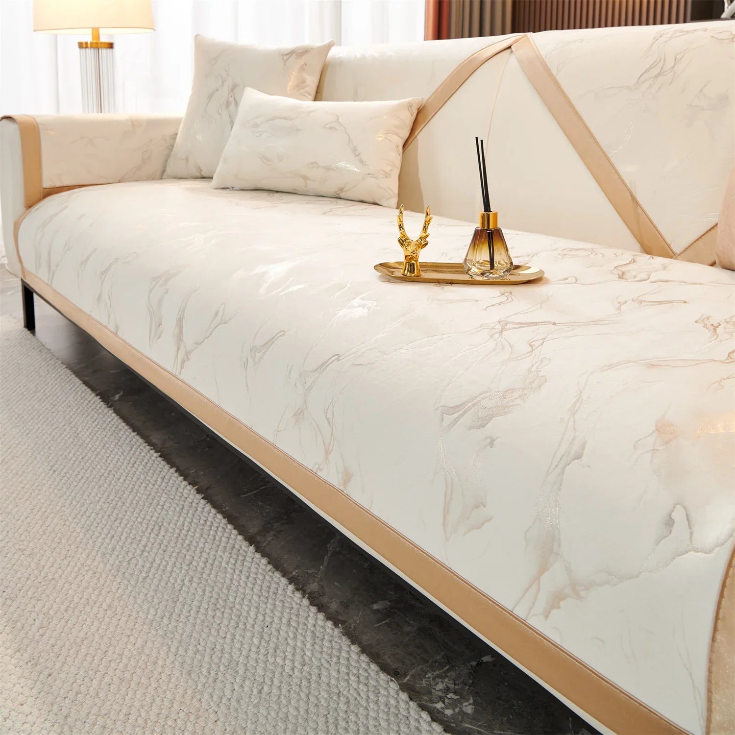 Sofa Decor Noira Marble Velvet Sofa Cover plush sofa cover in the UK - colour and texture view 2 - 90X180cm size