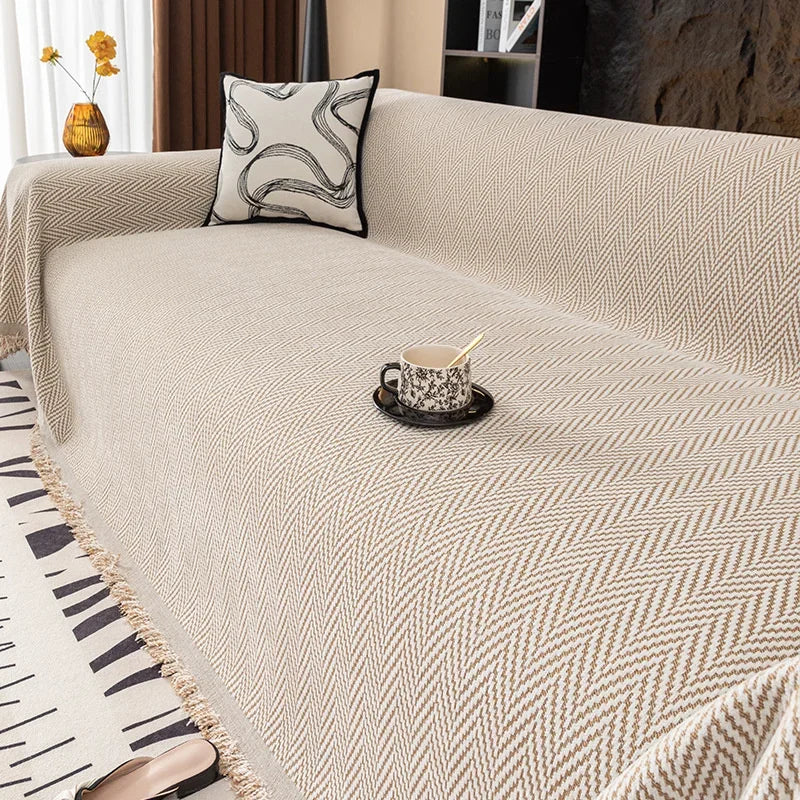 Sofa Decor Bergen Chenille Sofa Throw Cover lifestyle product image for chenille sofa throw cover in the UK - A1 Light grey color / 180x200cm XL