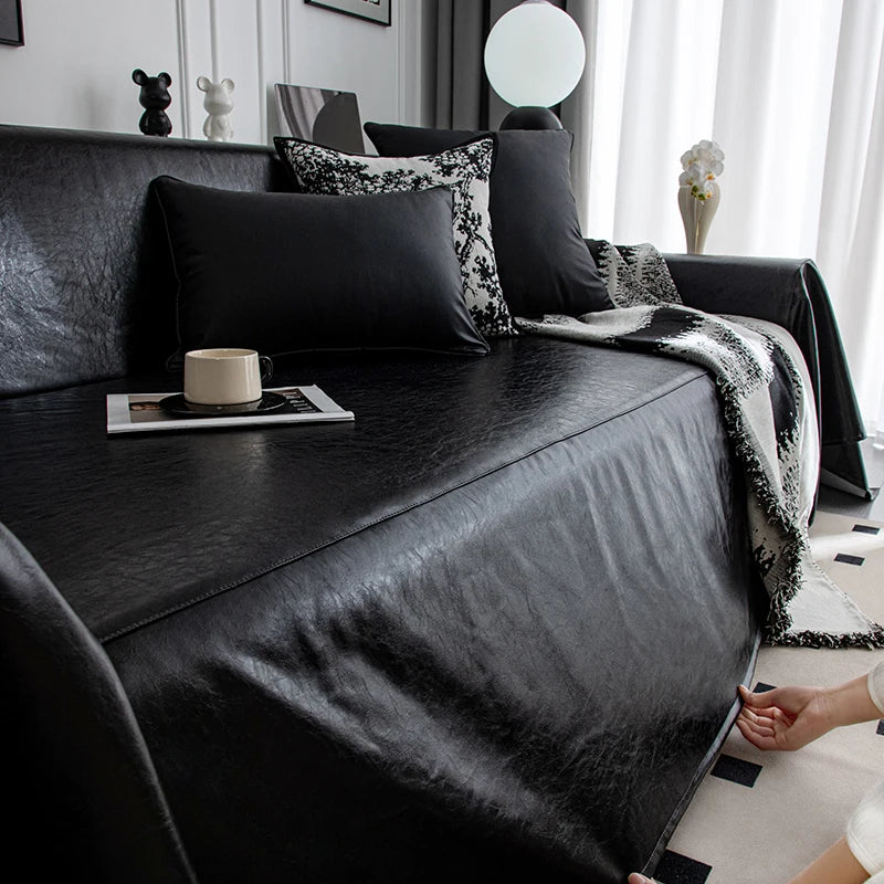 Sofa Decor Nero Water Resistant Leather Sofa Cover lifestyle product image for water resistant sofa cover in the UK - White / 180x180cm