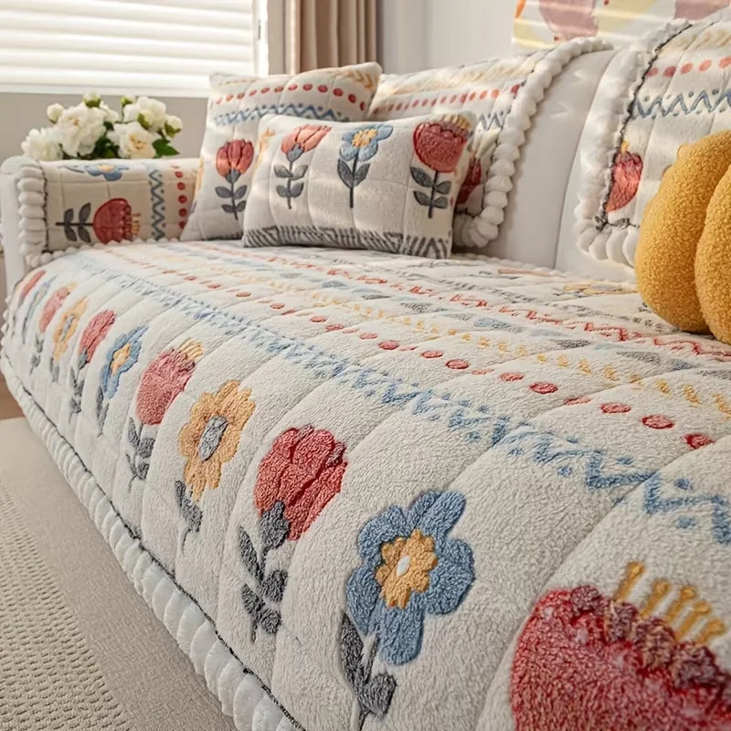 Sofa Decor Bellini Plush Velvet Sofa Pad stretch sofa cover in the UK - colour and texture view 2