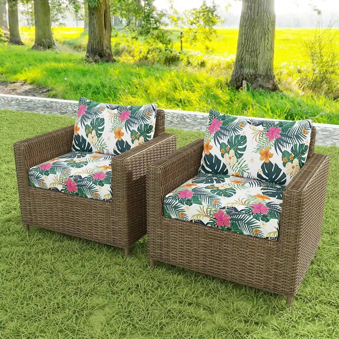 Sofa Decor Hibiscus Tropical Sofa Cushion Covers lifestyle product image for weather resistant sofa cushion cover in the UK - COLOR1 / SOFA BACK COVER