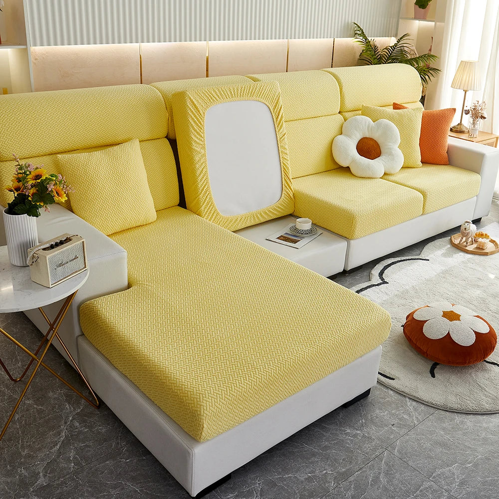 Sofa Decor Milan Twill Stretch Sofa Slipcover lifestyle product image for jacquard sofa slipcover in the UK - 10 colour, 1 size