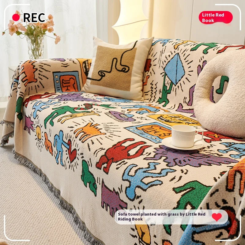 Sofa Decor Arden Patchwork Sofa Throw Cover detail product image for sofa throw cover in the UK - Graffiti colour, 90x240cm size