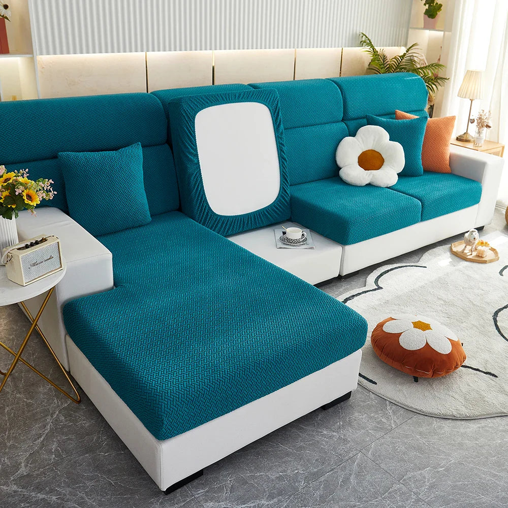 Sofa Decor Milan Twill Stretch Sofa Slipcover lifestyle product image for jacquard sofa slipcover in the UK - 14 colour, 1 size