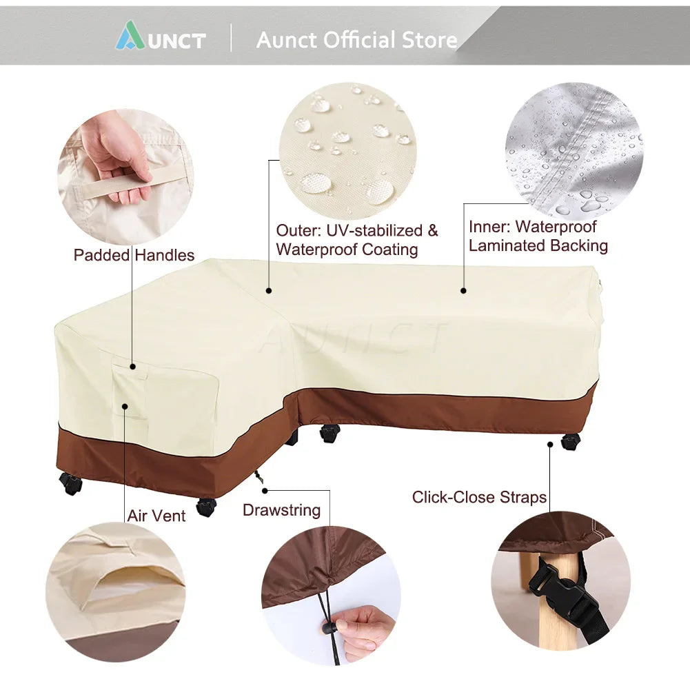 Sofa Decor Portsea L Shape Outdoor Sofa Cover lifestyle product image for water resistant outdoor sofa cover in the UK - 300x300cm / Beige