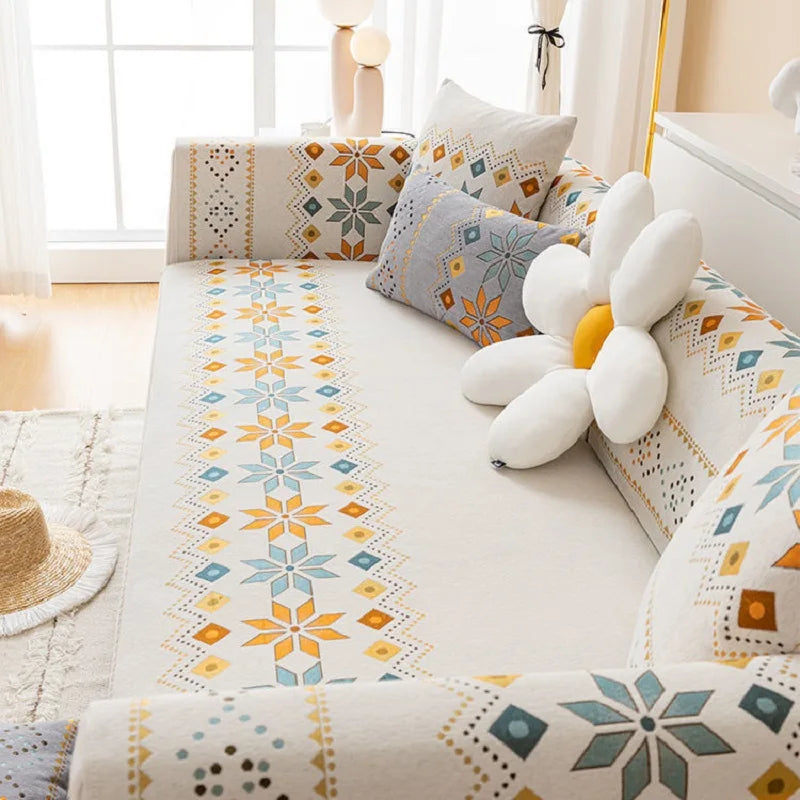 Sofa Decor Nordic Chenille Sofa Cover lifestyle product image for chenille sofa cover in the UK - N6 / 110x210cm 1pc