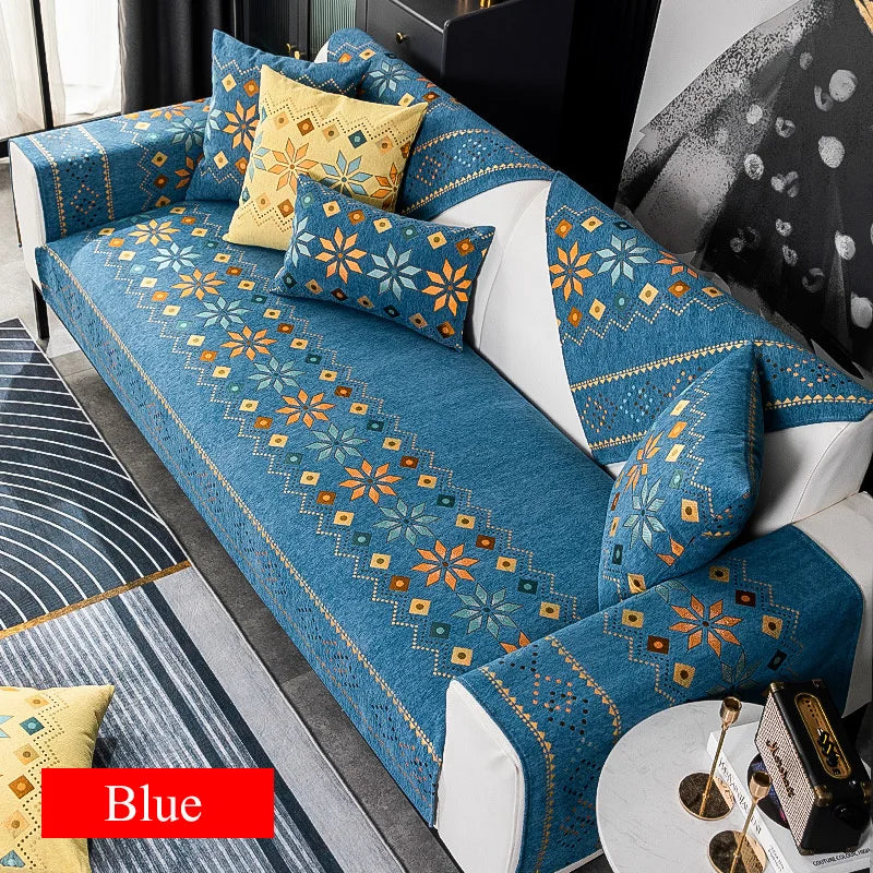 Sofa Decor Nordic Chenille Sofa Cover lifestyle product image for chenille sofa cover in the UK - N1 / 70x180cm 1pc