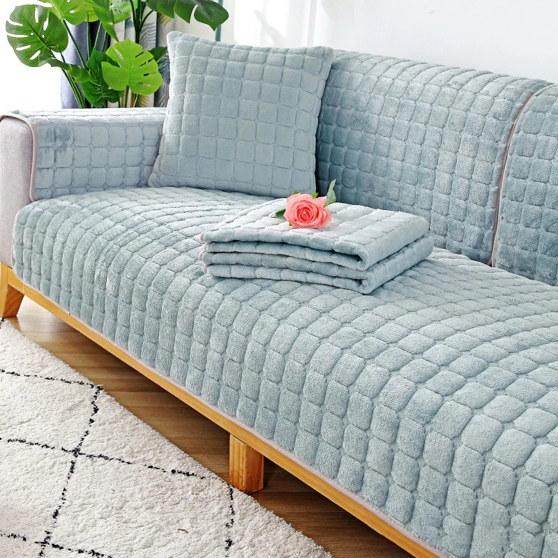 Sofa Decor Raine Plush Flannel Cushion Cover lifestyle product image for soft plush sofa cushion cover in the UK