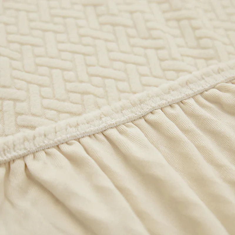 Sofa Decor Verona Geometric Stretch Sofa Cover lifestyle product image for jacquard sofa cover in the UK - Coffee4 / 3 Seater 185-230cm